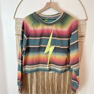 Aviator Nation Multicolor Serape Bolt Stitch Crop Sweatshirt XL